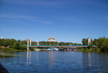 Yaroslavl; view of Kotoroslnaya embankment from the side of the Damansky island
