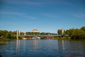 Yaroslavl; view of Kotoroslnaya embankment from the side of the Damansky island