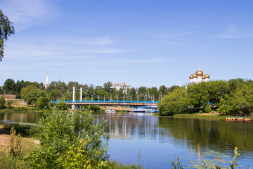 Yaroslavl; view of Kotoroslnaya embankment from the side of the Damansky island