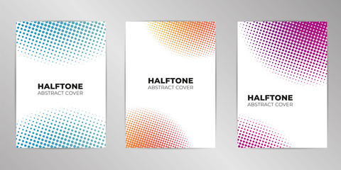 Halftone cover design background set A4 format.