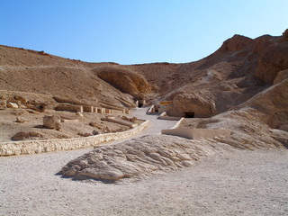 Valley of the Queens near Karnak, Luxor. Necropolis of Ancient Egypt with tombs of wives and...