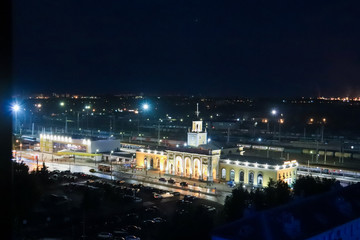 Fototapeta na wymiar The station square of Yaroslavl. Night. cargo; passenger transportation;