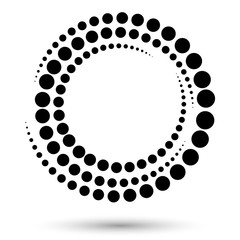 Halftone round as icon or background. Black abstract vector circle frame with dots as logo or emblem