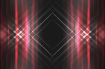 Dark abstract futuristic background. Neon lines glow. Neon lines, shapes. Red glow