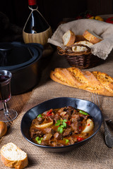 classic beef goulash with peppers and onions