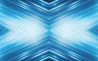 Dark abstract futuristic background. Neon lines glow. Neon lines, shapes. Blue glow