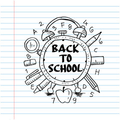 School background of school supplies