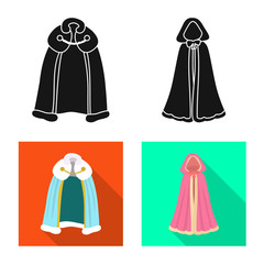 Isolated object of material and clothing icon. Set of material and garment vector icon for stock.