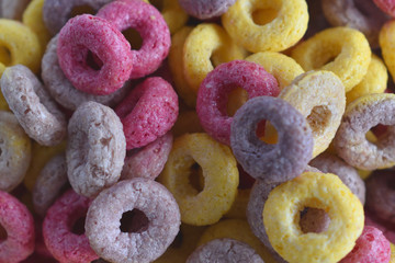 sweet colored cereals in a bowl