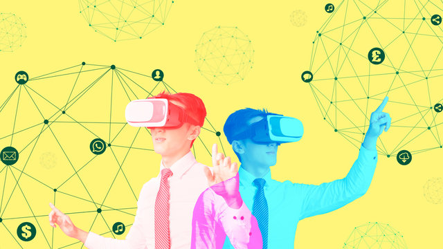 Two businessman with vr glasses