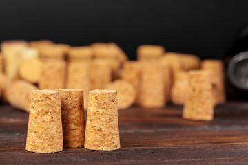 Close up of group of wine corks