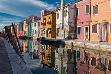 Colorful houses in Burano, Venice, Italy.
