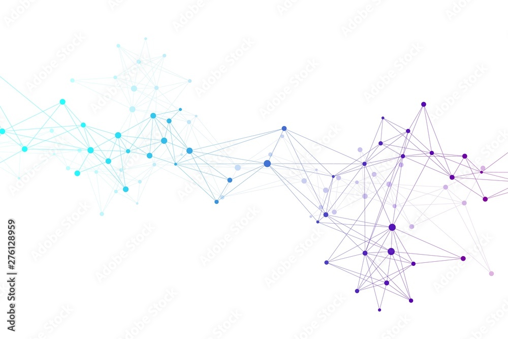 Poster geometric graphic background molecule and communication. connected lines with dots. minimalism chaot