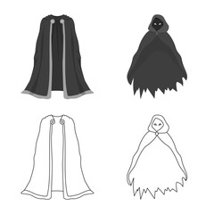Isolated object of material and clothing icon. Set of material and garment stock vector illustration.