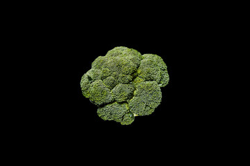 top view of fresh organic cauliflower isolated on black