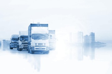 Obraz na płótnie Canvas Truck run on road, Drive on road, transportation logistics concept