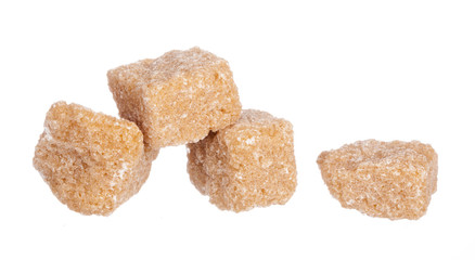 brown sugar cubes isolated on white background