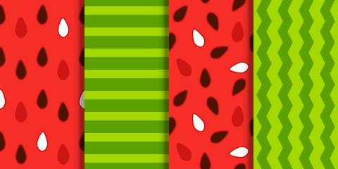 Cotton fabric Set of seamless watermelon patterns for Your summer design