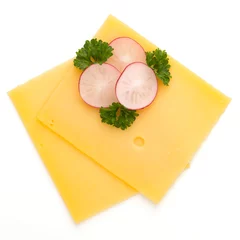 Foto op Plexiglas Cheese slice isolated on the white background. © gitusik