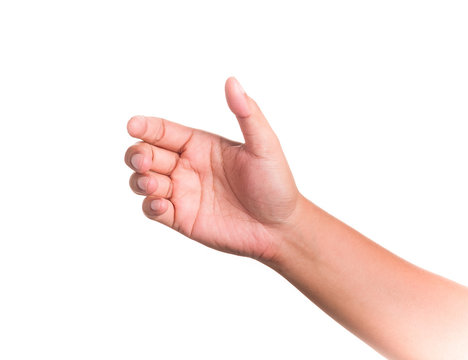 Hands gesture holding something on isolated background.
