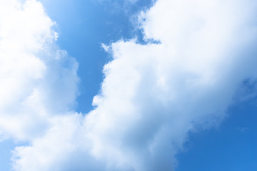Nature Bright blue Sky with white clouds on blackground. Beautiful sky and clouds in the afternoon.
