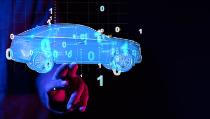 digital car technology smart in virtuel room
