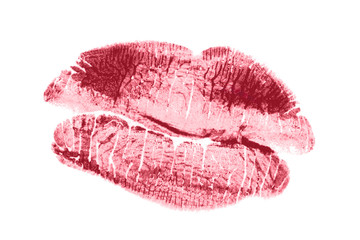 Lipstick kiss isolated on white background