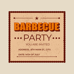 Barbecue party - lettering banner design. Vector illustration.