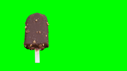 Chocolate ice cream that cuts the background, makes the background green.