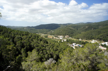 Green hills of northern Ibiza in the Port de Sant Miguel district.