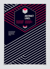 Design template for flyer, booklet, greeting card, invitation and advertising. Geometric line pattern vector abstract advertising art. Minimalistic brochure design. A4 print format.