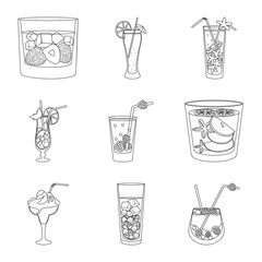 Vector design of beverage and ice symbol. Set of beverage and shaker stock symbol for web.