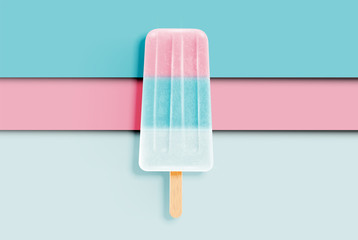 Colorful realistic icecream on pastel paper background, vector illustration