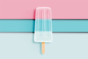 Colorful realistic icecream on pastel paper background, vector illustration