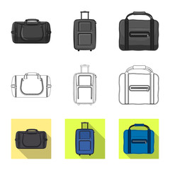 Vector design of suitcase and baggage icon. Set of suitcase and journey stock symbol for web.