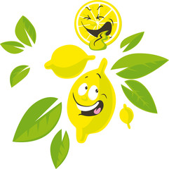 Lemon Cartoon Character with Funny Face - Vector Illustration