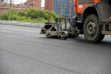 street sweeper machine cleaning the streets