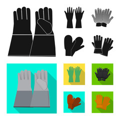Vector design of glove and winter symbol. Collection of glove and equipment stock vector illustration.