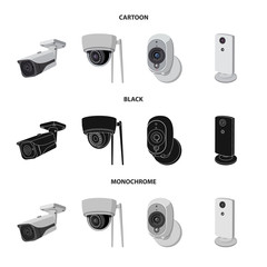 Vector illustration of cctv and camera sign. Collection of cctv and system stock symbol for web.