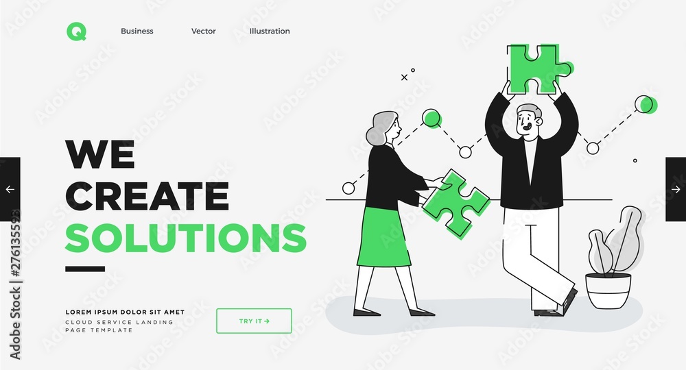 Wall mural presentation slide template or landing page website design. business concept illustrations. modern f