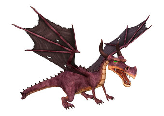 3D Rendering Fairy Tale Dragon on White