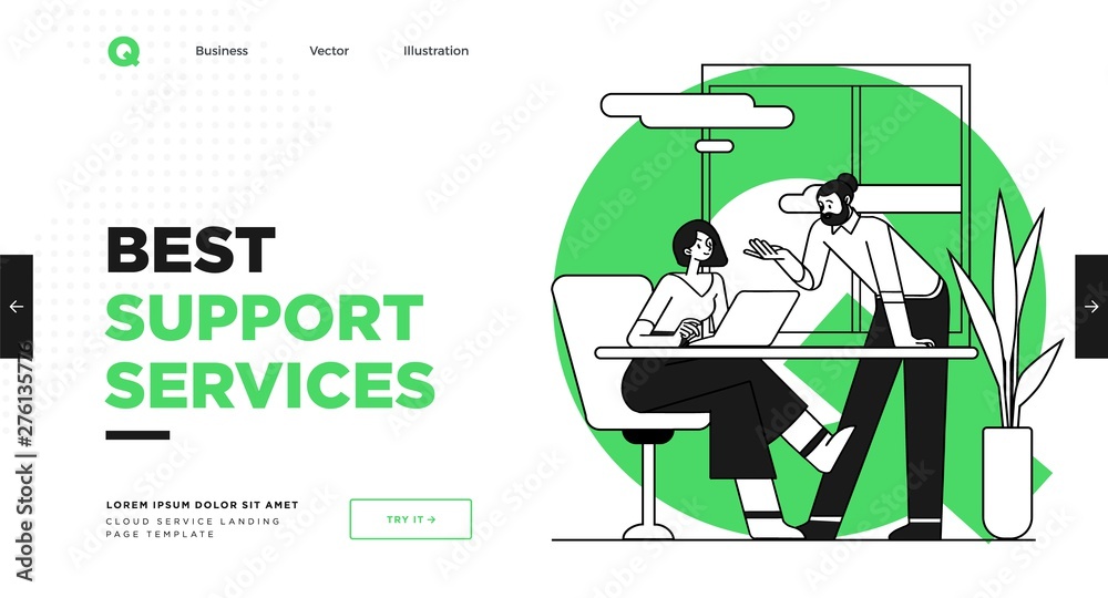 Wall mural presentation slide template or landing page website design. business concept illustrations. modern f