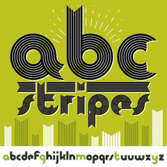 Obraz premium Set of ornate vector lowercase English alphabet letters isolated. Trendy bold font, script from a to z can be used in poster creation. Created using geometric stripes.