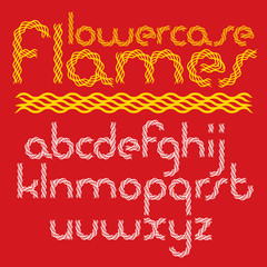 Fototapeta na wymiar Vector rounded lower case English alphabet letters collection created using hell fiery style