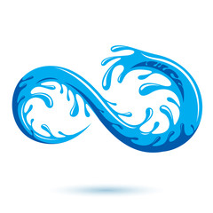Mountain water spring vector logo for use as marketing design symbol. Environment protection concept.