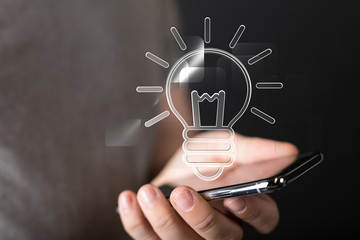 Bright idea in hand concept design art.
