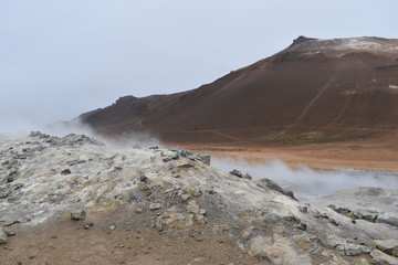 The famous smoking lava field Hverir in Myvatn, Iceland