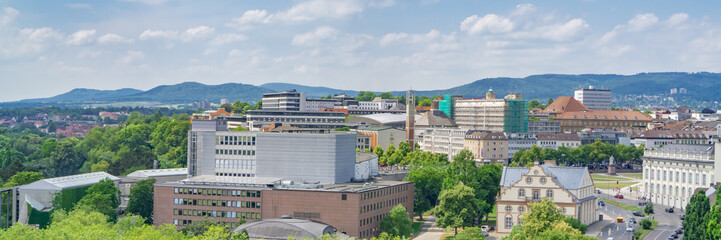 Fototapeta premium View of the city of Kassel in Germany from above