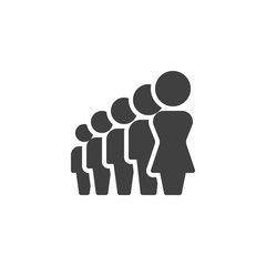 Woman, group leader vector icon. Work group team filled flat sign for mobile concept and web design. People Crowd glyph icon. Symbol, logo illustration. Vector graphics