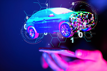 digital car technology smart in virtuel room